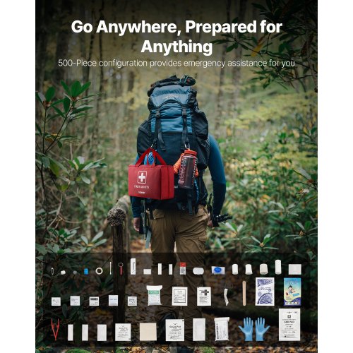 Första hjälpen-kit 500 delar Stor överlevnadsväska Akutmedicinsk utrustning