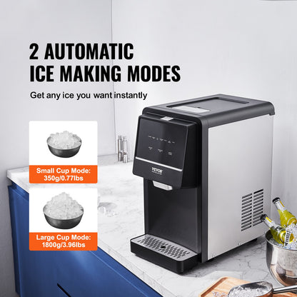 Countertop Ice Maker, 62lbs in 24Hrs, Auto Self-Cleaning Portable Ice Maker with Water Filling Pipe, Water Filter and Drainpipe, Automatic Water Refill Ice Machine for Home Kitchen Office Party