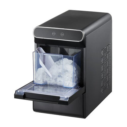 Nugget Ice Maker, 37lbs/24H Pebble Ice Maker with Self Cleaning, Chewable Ice Maker with Ice Scoop and Basket, Stainless Steel Ice Machine with Convenient Ice Transfer for Home Kitchen Office