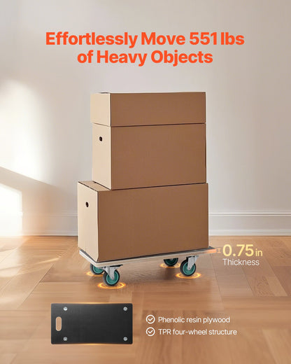 Furniture Dolly 551 lbs Furniture Moving Dollies with 4 TPR Silent Wheels