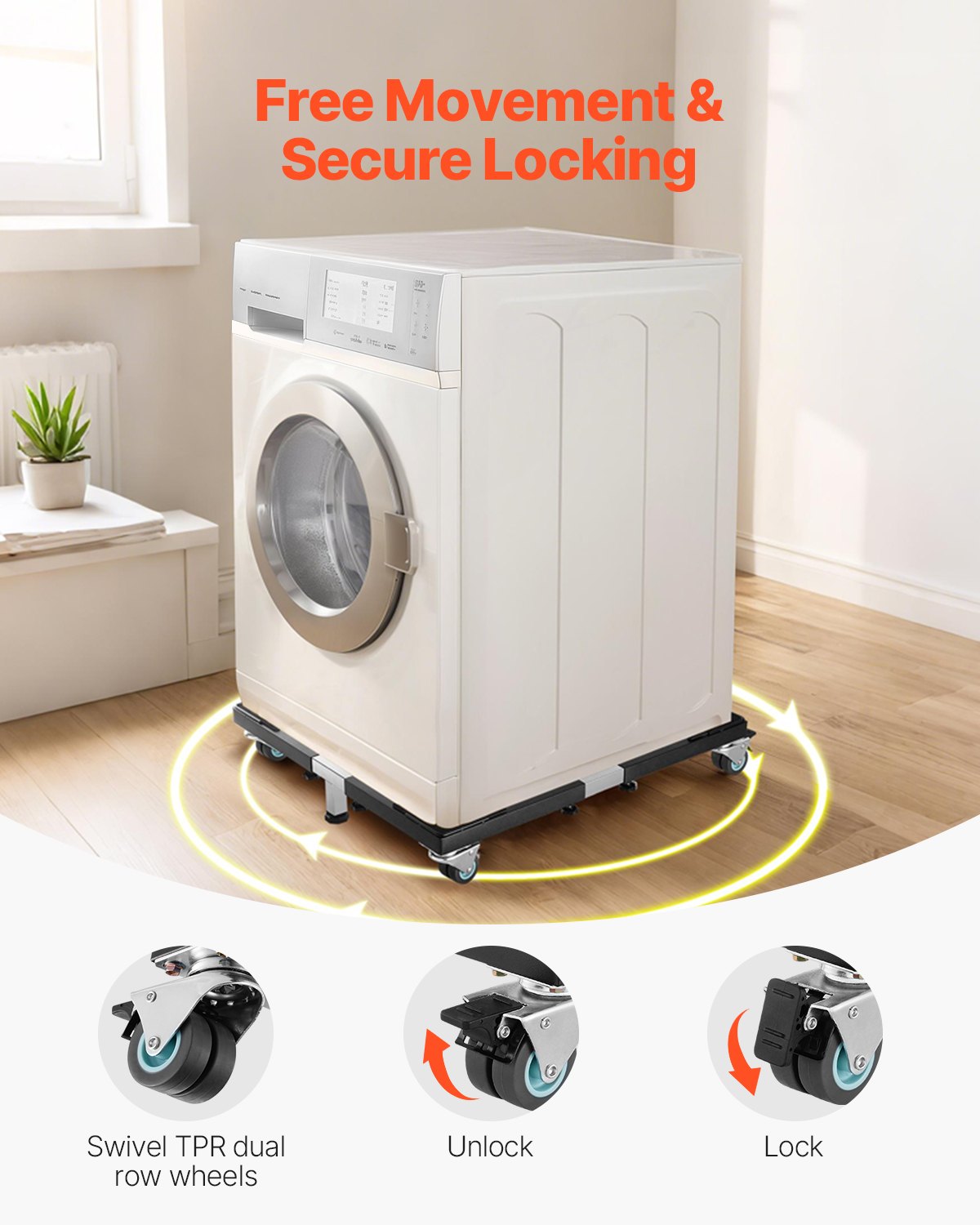 Mobiler Kühlschranksockel, 1200 lbs, 23 - 36,6 Zoll, verstellbarer Möbelwagen