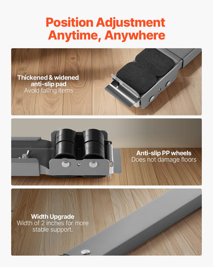 Furniture Dolly Mobile Roller 330 lbs Loading Retractable Appliance Rollers