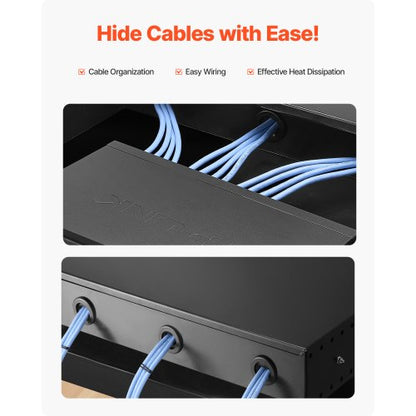 2U rackmonterad låda, 22,68 kg max belastning, låsbar serverskåplåda, glidande låda med lås och kabelhanteringshål, för nätverksutrustningsserver, AV-rack eller skåphölje |  EU