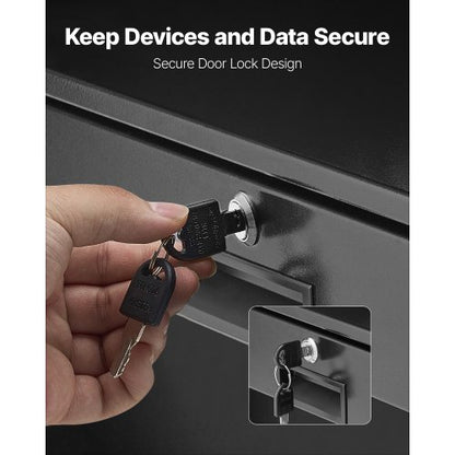 2U rackmonterad låda, 22,68 kg max belastning, låsbar serverskåplåda, glidande låda med lås och kabelhanteringshål, för nätverksutrustningsserver, AV-rack eller skåphölje |  EU