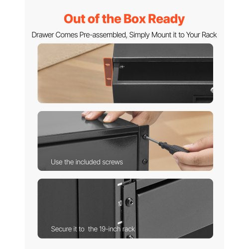 2U rackmonterad låda, 22,68 kg max belastning, låsbar serverskåplåda, glidande låda med lås och kabelhanteringshål, för nätverksutrustningsserver, AV-rack eller skåphölje |  EU