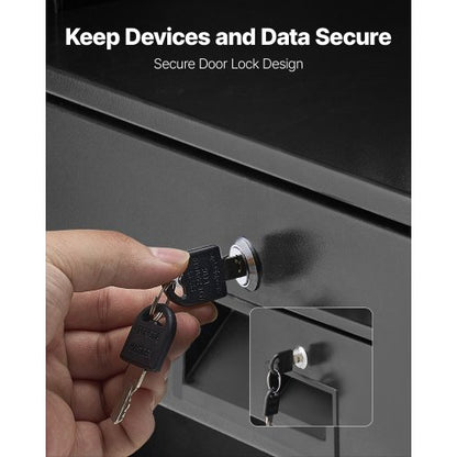 3U rackmonterad låda, 22,68 kg max belastning, låsbar serverskåplåda, glidande låda med lås och kabelhanteringshål, för nätverksutrustning, server, AV-rack eller skåphölje |  EU