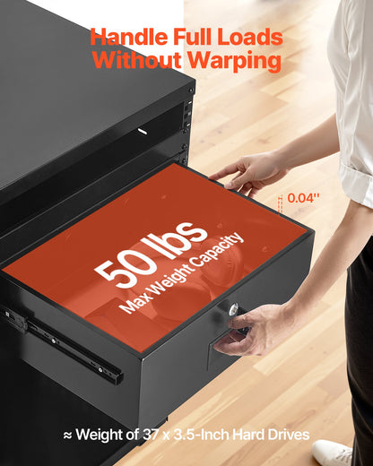 4U Rack Mount Drawer, 50 lbs Max Load-Bearing, Lockable Server Cabinet Case, Sliding Drawer with Lock and Cable Management Holes, for 19 in Network Equipment Server AV Rack or Cabinet Enclosure
