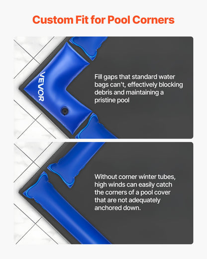 Corner Pool Water Tubes, 4 Pack 22.4 x 22.2 in, Corner Winter Water Bags with Leakproof Screw Cap, 0.4mm Heavy Duty PVC, Cold-Resistant Weights for Inground Swimming Pool Covers