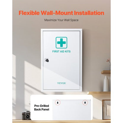 Första hjälpen-skåp med 3 hyllor, 1000 delar, väggmonterat medicinskåp i metall