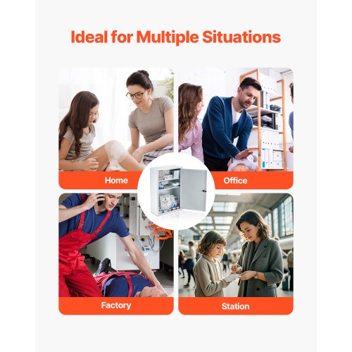 Första hjälpen-skåp med 3 hyllor, 1000 delar, väggmonterat medicinskåp i metall