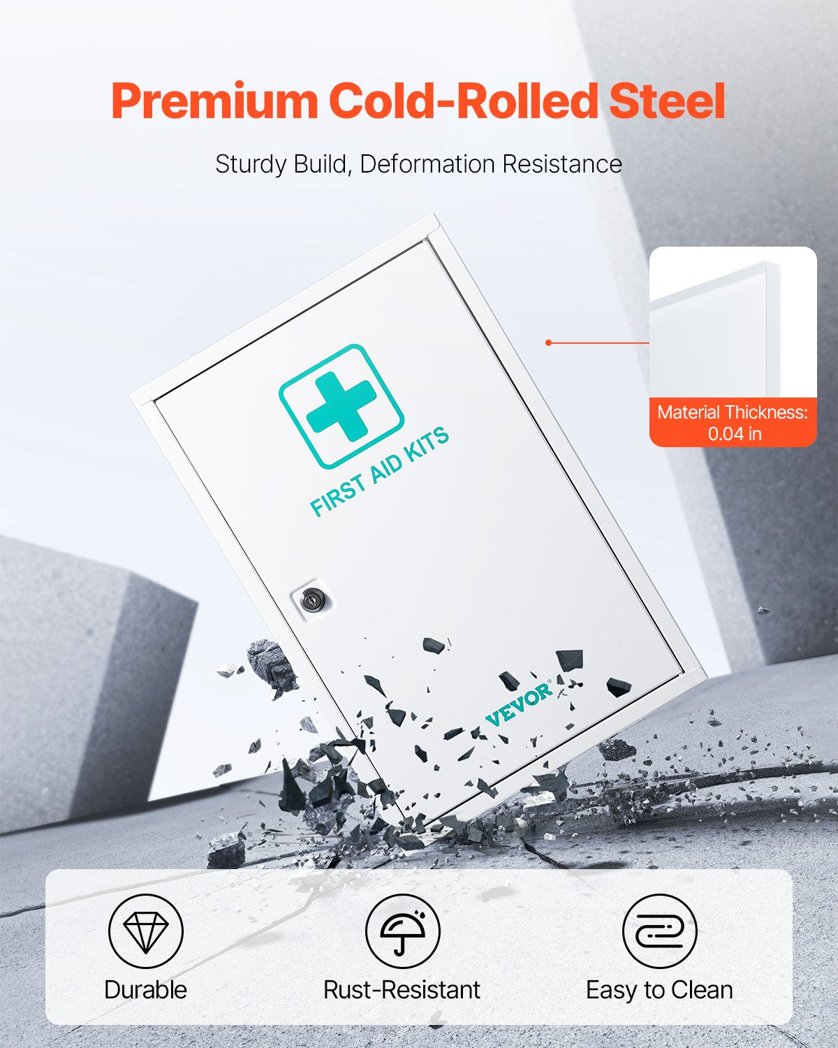 3-Shelf First Aid Cabinet, 1000 Pieces, Large Capacity First Aid Kit, Wall Mounted Medicine Cabinet, OSHA & ANSI 2015 (Class A), Industrial Emergency Metal Med Box, for Business and Worksite