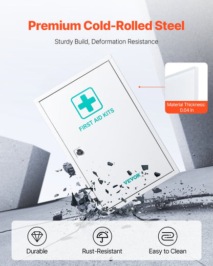 3-Shelf First Aid Cabinet, 1000 Pieces, Large Capacity First Aid Kit, Wall Mounted Medicine Cabinet, OSHA & ANSI 2015 (Class A), Industrial Emergency Metal Med Box, for Business and Worksite