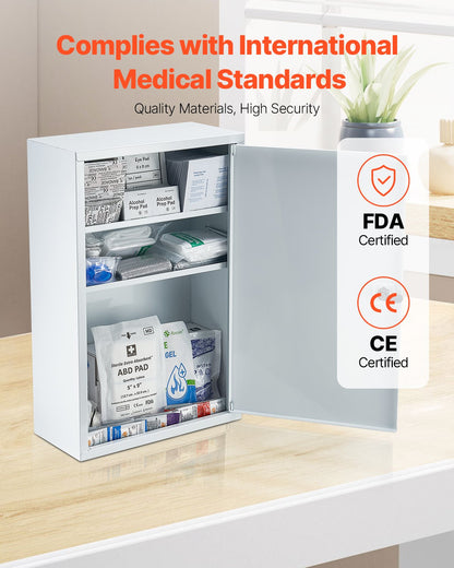3-Shelf First Aid Cabinet, 1000 Pieces, Large Capacity First Aid Kit, Wall Mounted Medicine Cabinet, OSHA & ANSI 2015 (Class A), Industrial Emergency Metal Med Box, for Business and Worksite