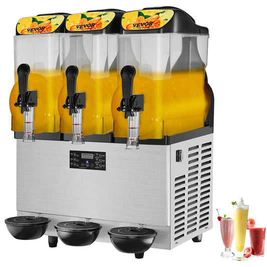 Slushmaskin Commercial Slushy Machine 3 x 12L / 3,2 Gal Triple Bowl 72 Cups Output 220V 1300W rostfritt stål Margarita Smoothie Frozen Drink Maker