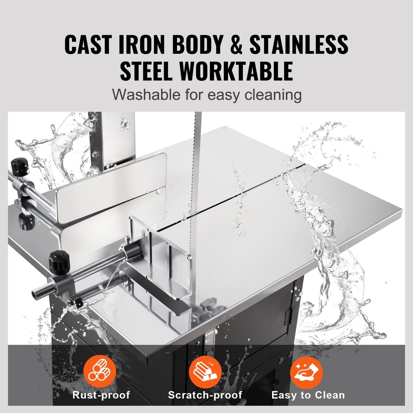 850W Commercial Electric Meat Band Saw Stainless Steel Bone Saw Machine