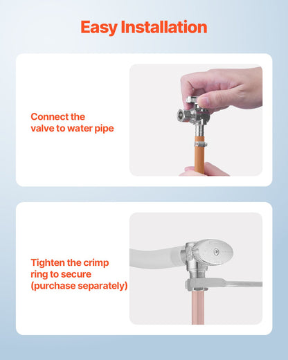 10 Pack Angle Stop Valve, Water Shut Off Valve 1/2" PEX x 3/8" OD Compression, 1/4 Turn Chrome Plated Brass Shutoff Valves for Bathroom Kitchen Toilet Shower Plumbing