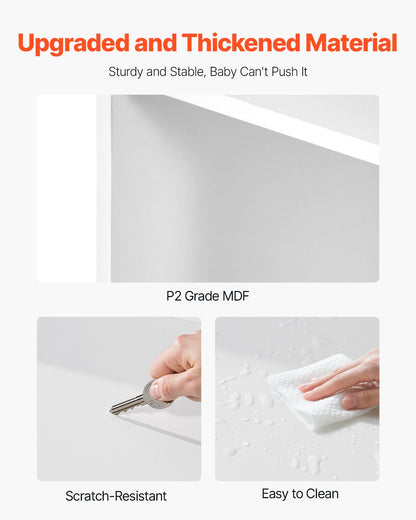 Kids Toy Storage and Bookshelf, 4-Tier Large Toy Storage Organizer with 8 Flexible Plastic Bins, Kids Cubby Cabinet with Bookshelf for Study Room, Bedroom, Playroom, Classroom, Nursery, White