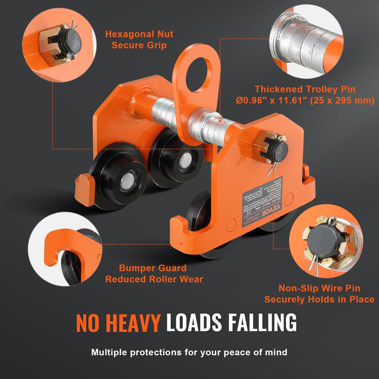 Manuelle Laufkatze, Tragkraft 4400 lbs/2 Tonnen, Doppelrad-Schubträgerlaufkatze, einstellbar für I-Trägerflanschbreite 2,5" bis 8", Hochleistungs-Garagenhebebühne aus legiertem Stahl für gerade gebogene I-Träger