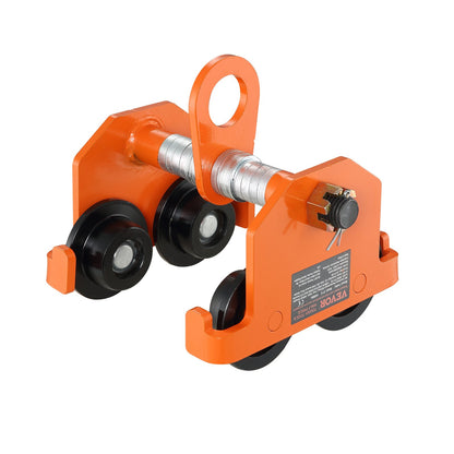 Manuelle Laufkatze, Tragkraft 4400 lbs/2 Tonnen, Doppelrad-Schubträgerlaufkatze, einstellbar für I-Trägerflanschbreite 2,5" bis 8", Hochleistungs-Garagenhebebühne aus legiertem Stahl für gerade gebogene I-Träger