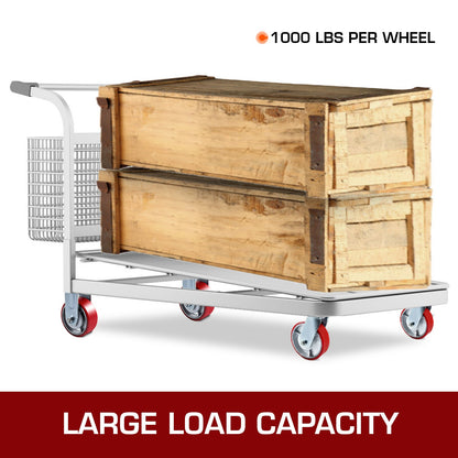 4 Pack 6 x 2 Inch Caster Wheels 2 Rigid and 2 Swivel Casters with Side Brake Polyurethane Iron Core Plate 1000LBS Capacity Per Wheel