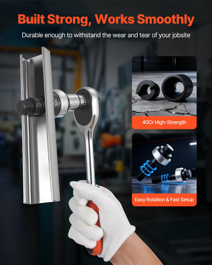 Knockout Punch Set, 1/2 to 2 inch SLUG-Buster Ratchet Knockout Set, Ratchet Wrench Knockouts Punch Sets for Aluminum, Mild steel, Fiberglass, Plastics, 6 Die Sizes, 40Cr Steel Ko Tool Kit