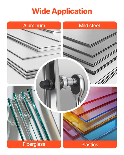 Knockout Punch Set, 1/2 to 2 inch SLUG-Buster Ratchet Knockout Set, Ratchet Wrench Knockouts Punch Sets for Aluminum, Mild steel, Fiberglass, Plastics, 6 Die Sizes, 40Cr Steel Ko Tool Kit