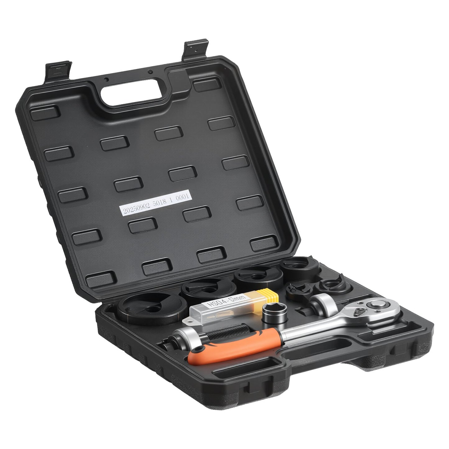 Knockout Punch Set, 1/2 to 2 inch SLUG-Buster Ratchet Knockout Set, Ratchet Wrench Knockouts Punch Sets for Aluminum, Mild steel, Fiberglass, Plastics, 6 Die Sizes, 40Cr Steel Ko Tool Kit