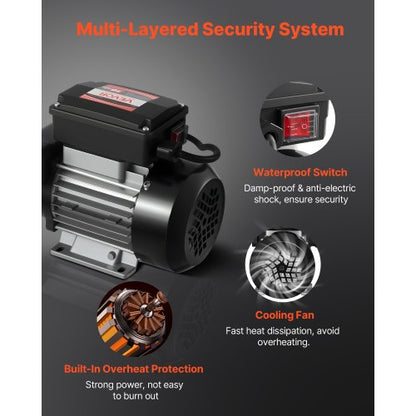 oljeöverföringspump 230V, 16 GPM 60 L/min, AC elektrisk bränsleöverföringspump för diesel fotogen biodiesel, 8 ft/2,4 m max sughöjd, 45 ft/13,7 m max lyfthöjd, för fordon, byggarbetsplatser, gårdar |  EU