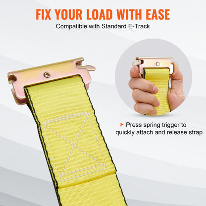 Ratchet Tie Down Straps (8PK), 4400 lb Breaking Strength, E-Track Endless Ratchet with 8 Premium 2" x 15" Ratchet Tie Downs Heavy Duty, for Moving Secure Cargo, Appliances, Lawn Equipment