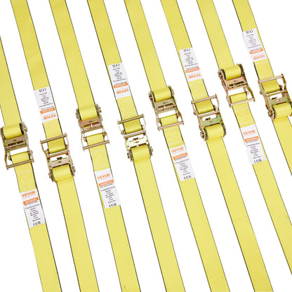 Ratchet Tie Down Straps (8PK), 4400 lb Breaking Strength, E-Track Endless Ratchet with 8 Premium 2" x 15" Ratchet Tie Downs Heavy Duty, for Moving Secure Cargo, Appliances, Lawn Equipment