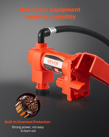 Fuel Transfer Pump 110V, 15 GPM 57 L/min, AC Electric Oil Transfer Pump, 8 ft/2.4 m Max Suction Lift, 37 ft/11.28 m Max Lift, Overheat Protection, for Gasoline Diesel Kerosene Biodiesel Ethanol