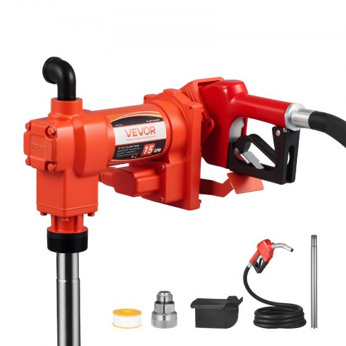 Fuel Transfer Pump 110V, 15 GPM 57 L/min, AC Electric Oil Transfer Pump, with Auto Shut-Off Fuel Nozzle & Discharge Hose, High Flow Kit for Gasoline, Diesel, Kerosene, Biodiesel, Ethanol Blends