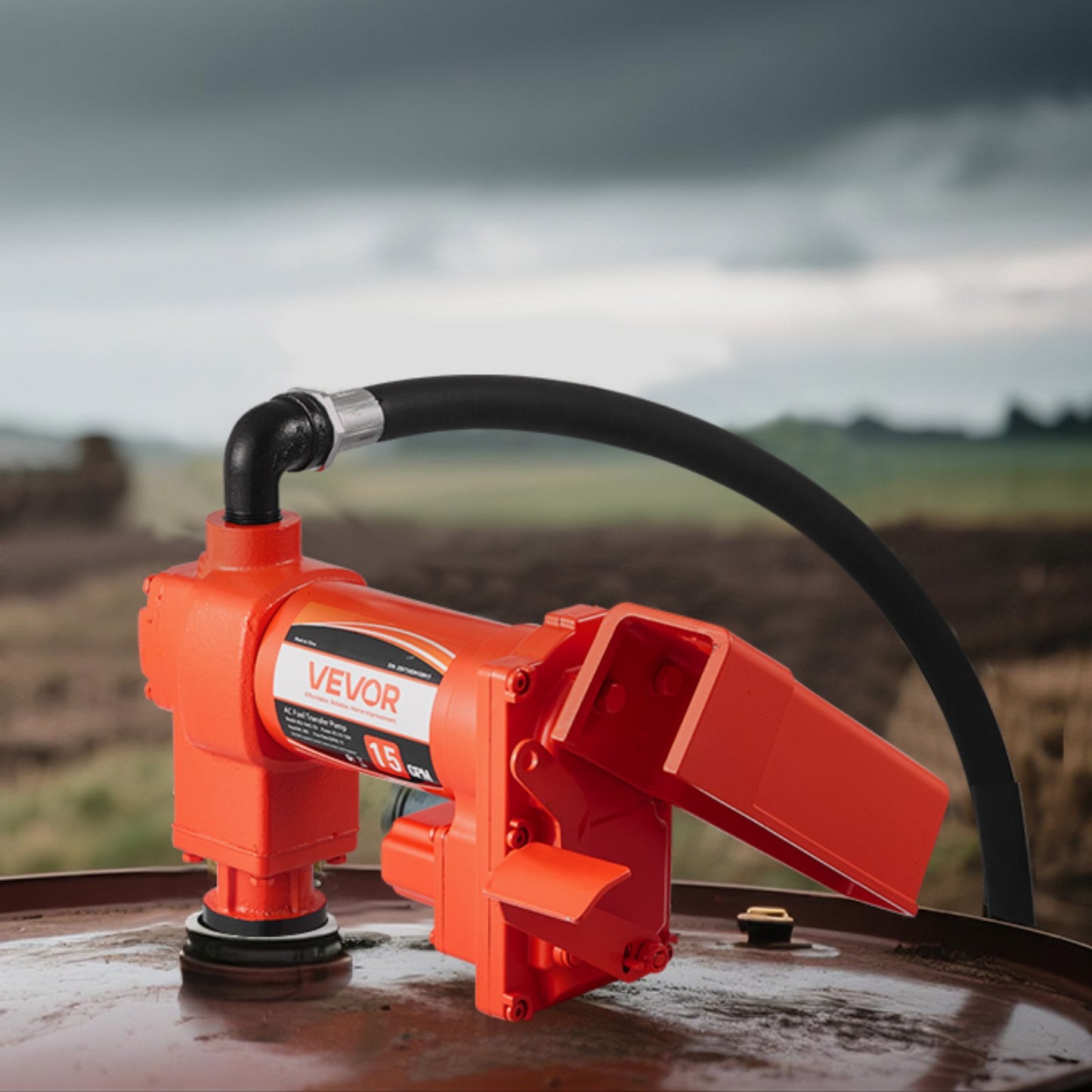 Fuel Transfer Pump 110V, 15 GPM 57 L/min, AC Electric Oil Transfer Pump, with Auto Shut-Off Fuel Nozzle & Discharge Hose, High Flow Kit for Gasoline, Diesel, Kerosene, Biodiesel, Ethanol Blends