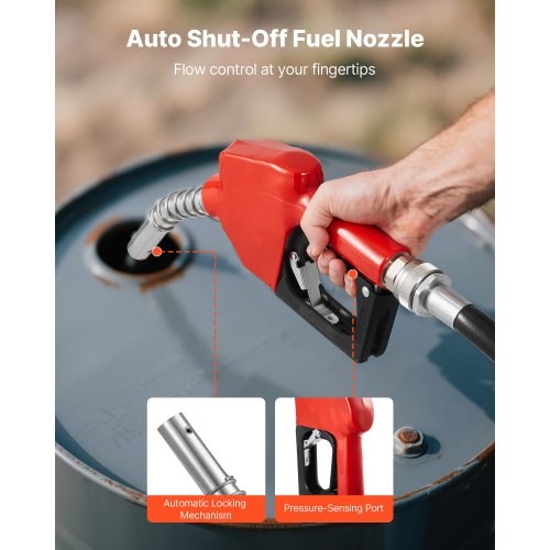 Bränsleöverföringspump 230V, 15 GPM 57 L/min, AC elektrisk oljeöverföringspump, med automatisk avstängning av bränslemunstycke och utloppsslang, högflödessats för bensin, diesel, fotogen, biodiesel, etanolblandningar |  EU