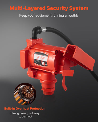 Fuel Transfer Pump 110V, 20 GPM 76 L/min, AC Electric Oil Transfer Pump, with Auto Shut-Off Fuel Nozzle & Discharge Hose, High Flow Kit for Gasoline, Diesel, Kerosene, Biodiesel, Ethanol Blends