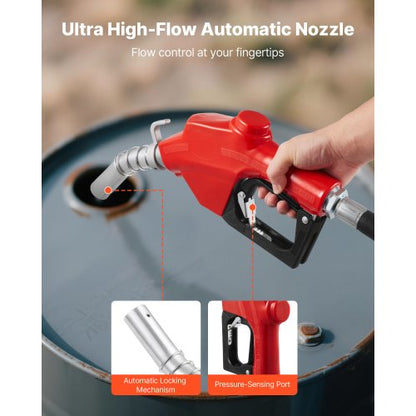 Bränsleöverföringspump 230V, 20 GPM 76 L/min, AC elektrisk oljeöverföringspump, med automatisk avstängning av bränslemunstycke och utloppsslang, högflödessats för bensin, diesel, fotogen, biodiesel, etanolblandningar |  EU