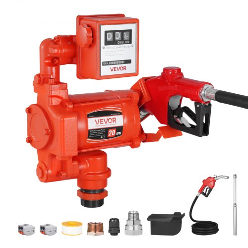 Fuel Transfer Pump 110V, 20 GPM 76 L/min, AC Electric Oil Transfer Pump, with Meter, Auto Shut-Off Fuel Nozzle & Discharge Hose, High Flow for Gasoline, Diesel, Kerosene, Biodiesel, Ethanol
