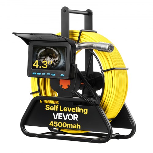 Sewer Camera, 164 ft/50m, Self-Leveling Drain Inspection Camera with 4.3" 1080P HD Screen, IP68 Waterproof Snake Plumbing Camera with Lights - 12 LEDs & 16GB Card for Sewer Line Duct Pipe