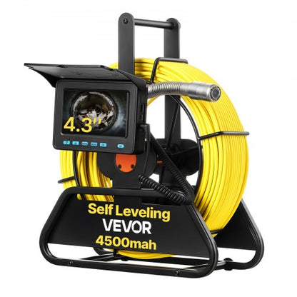 Sewer Camera, 164 ft/50m, Self-Leveling Drain Inspection Camera with 4.3" 1080P HD Screen, IP68 Waterproof Snake Plumbing Camera with Lights - 12 LEDs & 16GB Card for Sewer Line Duct Pipe