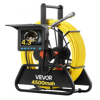 Sewer Camera, 66 ft/20m, 4.3" Drain Inspection Camera, IP68 Waterproof Snake Plumbing Camera with Lights - 6 Adjustable LEDs, 4500mAh Battery & 16GB Card for Sewer Line Duct Pipes