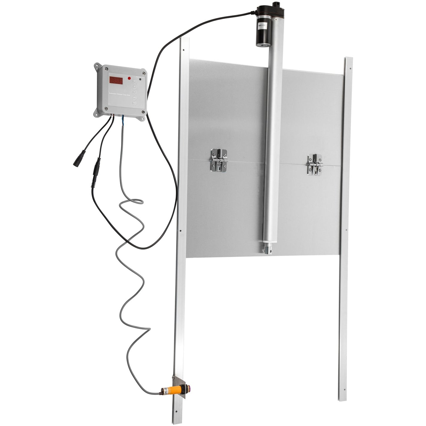 Automatische Hühnerstalltür, Hühnertüröffner mit Timer und Lichtsensor, 12 V 66 W Hühnerstalltür, elektrisches Geflügeltüröffner-Set mit Infrarotsensor, automatische Hühnertür mit 2 Fernbedienungen