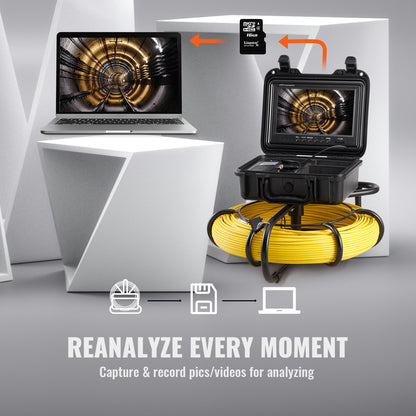 Sewer Camera Pipe Inspection Camera 9 Inch 720p Screen Pipe Camera 393 Feet