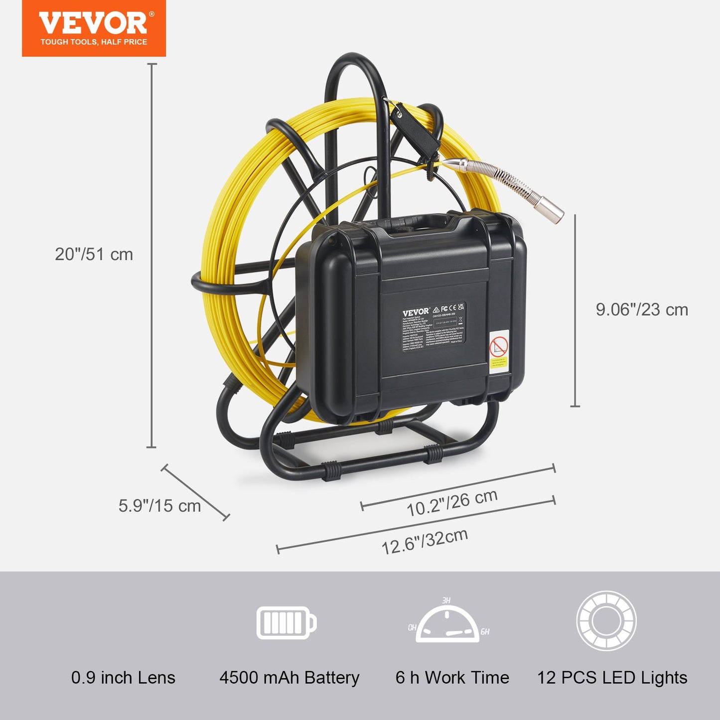 Sewer Camera Pipe Inspection Camera 9 Inch 720p Screen Pipe Camera 165 Feet
