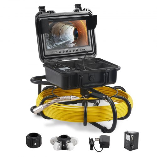 Sewer Camera, 230 ft/70 m, 9" Screen Pipeline Inspection Camera with DVR Function, Waterproof IP68 Camera with 12 Adjustable LEDs, with a 16GB SD Card, for Sewer Line, Home, Duct Drain Pipe Plum