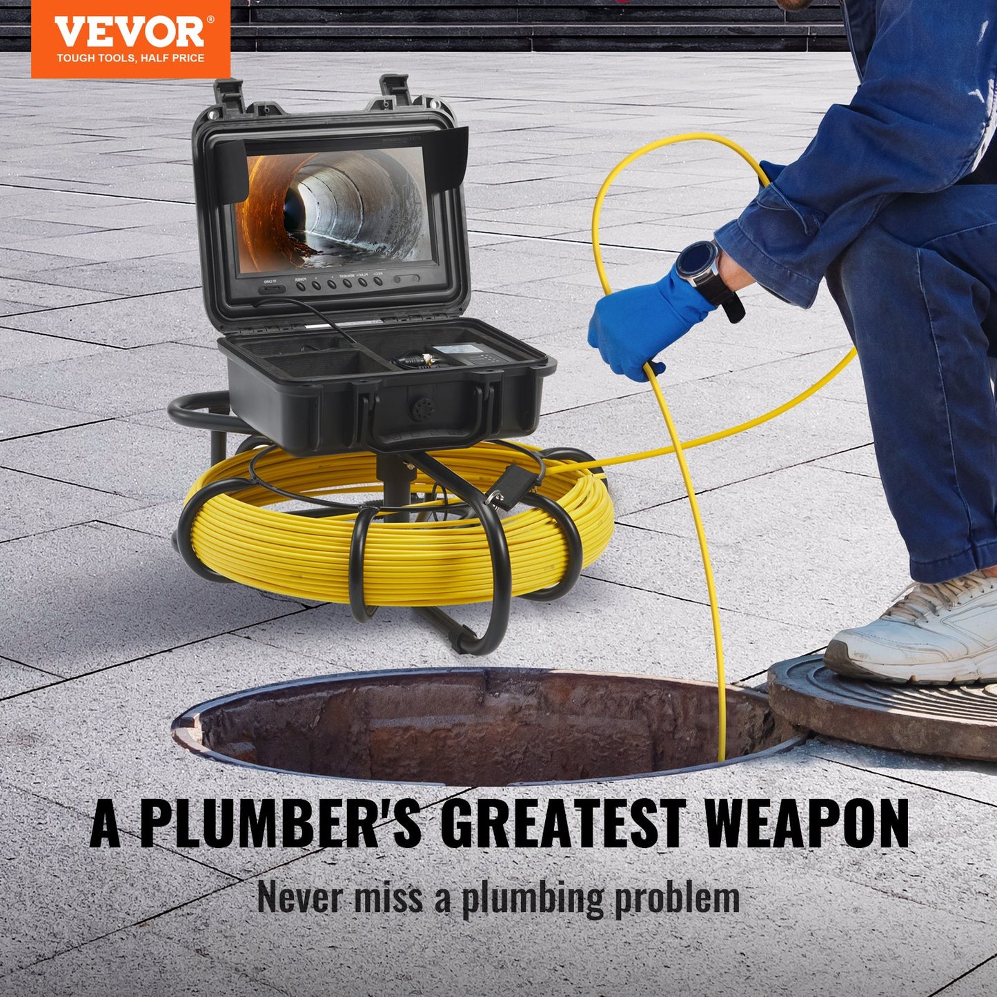 Sewer Camera Pipe Inspection Camera 9 Inch 720p Screen Pipe Camera 230 Feet