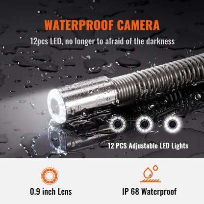 Sewer Camera Pipe Inspection Camera 9 Inch 720p Screen Pipe Camera 230 Feet