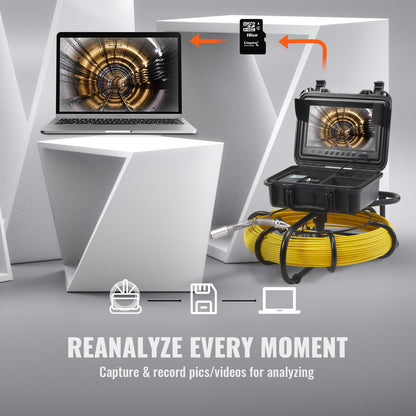 Sewer Camera Pipe Inspection Camera 9 Inch 720p Screen Pipe Camera 230 Feet