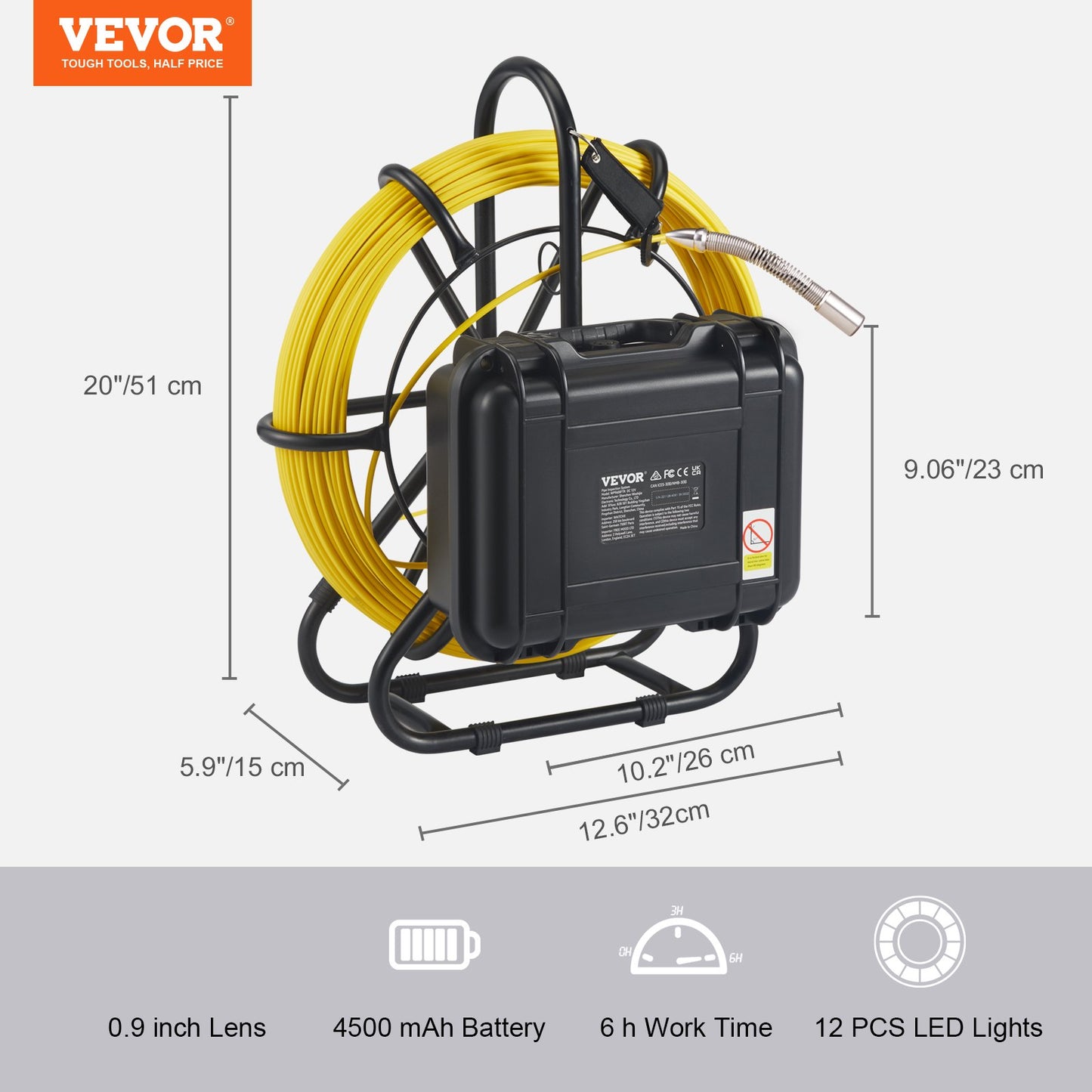 Sewer Camera Pipe Inspection Camera 9 Inch 720p Screen Pipe Camera 230 Feet