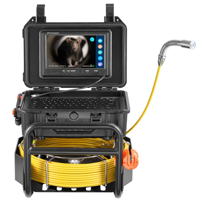 Sewer Camera, 230 ft/70m, Self-Leveling Drain Camera with 512Hz Transmitter, Distance Counter, 9" Screen 1080P HD Snake Plumbing Camera with Light-12 LED & 32GB Card for Duct Pipe