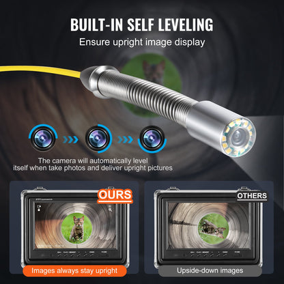 Sewer Camera with 512Hz Locator,165 ft/50 m, Self-Leveling Drain Inspection Camera with 9" 1080P HD Screen, 36X Zoom, Snake Plumbing Camera with Lights-12 LED, 32GB SD Card for Duct Pipe